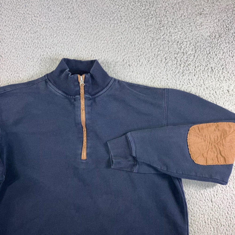 Woolrich Quarter Zip Sweatshirt‎ Men Large Suede Elbow Patches Mock Neck